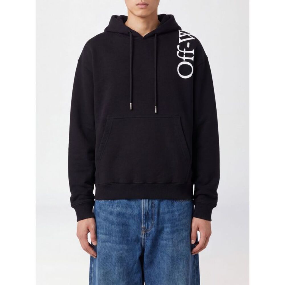 Off-White Men Relaxed Fit Cotton Hoodie Off-White With Printed Logo